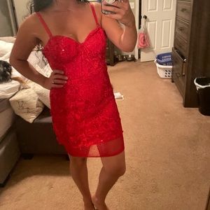 Ark & co red sequin dress
